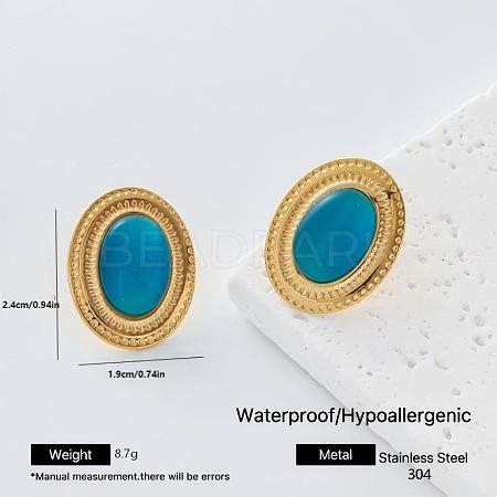 304 Stainless Steel Resin Stud Earrings for Women OH3456-8-1