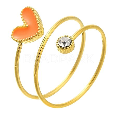 Ion Plating(IP) 304 Stainless Steel Micro Pave Cubic Zirconia Finger Rings for Women RJEW-U013-11G-04-1