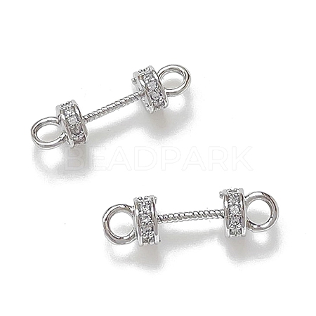 Brass Micro Pave Clear Cubic Zirconia Connector Charms KK-K361-01P-1