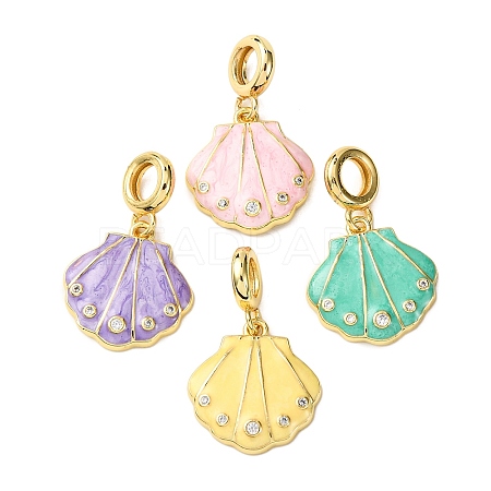 Brass Enamel European Dangle Charms KK-C119-05G-1