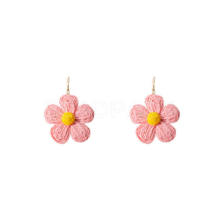 Flower Alloy Raffia Dangle Earrings FS-WG89508-02-1