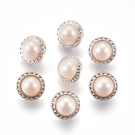 Plastic Shank Buttons BUTT-WH0012-02-1