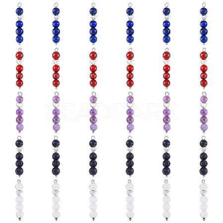 6 Set 5 Styles Natural Mixed Gemstone Pendants FIND-FH0005-66-1