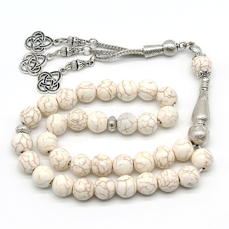 White Synthetic Turquoise Beaded Wrap Bracelet EY5612-1-1