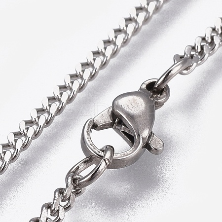 304 Stainless Steel Curb Chains Necklaces NJEW-L167-17-P-1