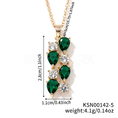 Brass Cubic Zirconia Long Tassel Pendant Necklaces for Fashionable Statement Style DV3387-5-1