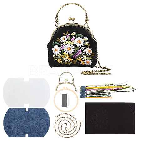 DIY Ethnic Style Flower Pattern Embroidery Crossbody Bags Kits DIY-WH0292-87C-1