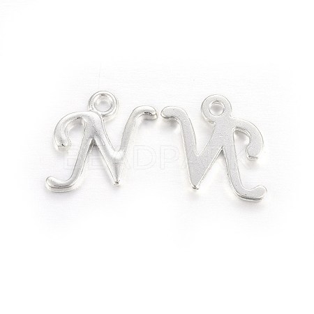 Silver Color Plated Alloy Letter Pendants X-PALLOY-P097-04-N-1