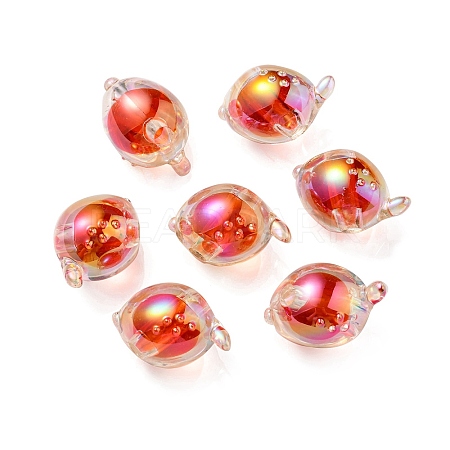 UV Plating Rainbow Iridescent Acrylic Beads OACR-F004-07G-1