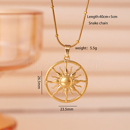 304 Stainless Steel Sun Pendant Necklaces for Women WG60B9D-01-1
