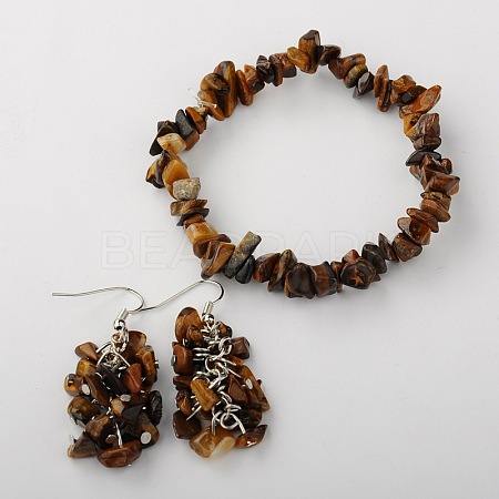 Gemstone Jewelry Sets: Earrings & Bracelets SJEW-JS00707-02-1