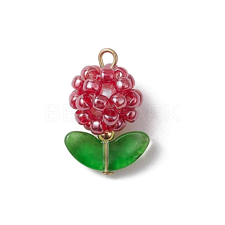 Glass Seed Beads Pendants PALLOY-MZ00592-04-1
