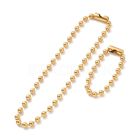 Vacuum Plating 304 Stainless Steel Ball Chain Necklace & Bracelet Set STAS-D181-01G-01B-1