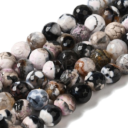 Dyed & Heated Natural Fire Crackle Agate Beads Strands G-P539-C01-02-1