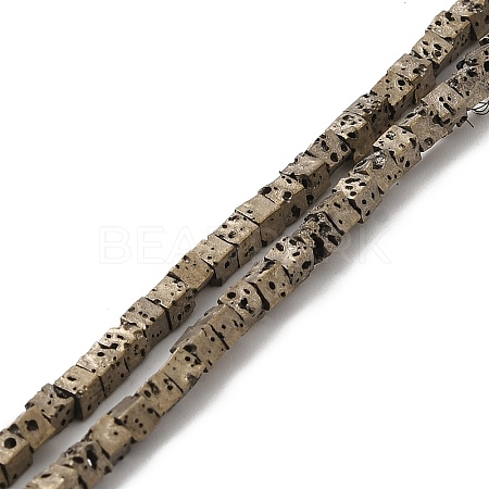 Electroplated Natural Lava Rock Beads Strands G-Q1009-B01-02G-1