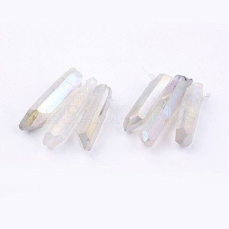 Electroplated Natural Quartz Crystal Graduated Beads Strands LS-G-P315-A10-1