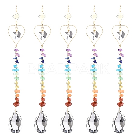 Glass Teardrop Chandelier Pendant Decorations HJEW-JM00857-1