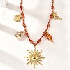 Summer Beach 304 Stainless Steel & Electroplated Natural Shell Pendant Adjustable Polyester Cord Necklaces for Women NJEW-F348-01D-G-1