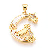 Brass Micro Pave Clear Cubic Zirconia Pendants KK-N268-27G-1