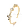 Clear Cubic Zirconia Cross Open Cuff Ring RJEW-I094-11G-1