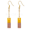 6 Pair 6 Color Resin & Walnut Wood Rectangle Dangle Earrings EJEW-JE05252-3