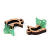 Opaque Resin & Walnut Wood Connector Charms RESI-N039-46E-2