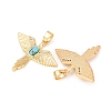 Brass Micro Pave Cubic Zirconia with Synthetic Turquoise Pendants KK-G543-13G-02-2