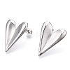 Heart Brass Stud Earrings for Women EJEW-F311-02P-1