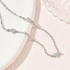 Brass Micro Pave Clear Cubic Zirconia Heart Link Chain Bracelets KK-CBA6980-23P-2