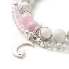 Moon and Star Charm Multi-strand Bracelet BJEW-TA00033-03-4