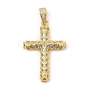 Brass Micro Pave Cubic Zirconia Pendants KK-E051-01G-01-1