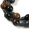 Natural Indian Agate 3-Hole Guru Beads Strands G-H064-E02-01-4