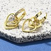 Brass Clear Cubic Zirconia Hoop Earrings EJEW-M047-12G-3