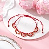 Flower Glass Seed Beads & Natural Agate Beaded Bracelets BJEW-MZ00222-05-1