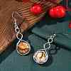 Hexagon Natural Picture Jasper Dangle Earrings EJEW-K298-01P-11-2