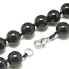 Natural Dyed & Heated Black Agate Beaded Necklaces NJEW-S404-02-2