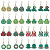 16Pair Saint Patrick's Day Theme 304 Stainless Steel Dangle Earrings EJEW-JE06170-1