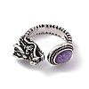 Dragon Head Natural Charoite Cuff Rings RJEW-G273-03AS-03-2