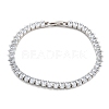 Brass Pave Clear Cubic Zirconia Teardrop Link Bracelets BJEW-YWC0002-08P-1