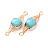 Natural Turquoise Faceted Cube Links Connector Charms with Copper Herringbone Wire-Wrapped KK-Z152-06G-02B-2