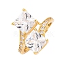 Square Brass Micro Pave Clear Cubic Zirconia Adjustable Rings RJEW-U009-03B-G-1