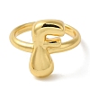 Initials Brass Open Cuff Ring for Women RJEW-N046-02F-G-2