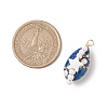 Copper Wired Printed Natural Cowrie Shell Pendants PALLOY-JF03111-2