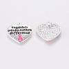 Silver Color Plated Heart with Breast Cancer Pink Awareness Ribbon Alloy Affirmation Message Enamel Pendants X-ENAM-C1497-12-2