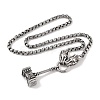 304 Stainless Steel Tiger Head King Box Chain Viking Mjolnir Thor Hammer Pendant Necklaces for Men NJEW-K378-04AS-2