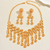 Alloy Hollow Flower Tassels Stud Dangle Earrings & Necklaces Sets for Women IF2968-5