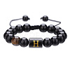 Adjustable Natural Tiger Eye and Glass Beaded Braided Bead Bracelets for Men Women FS-WGD7D76-08-1
