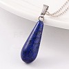 Teardrop Platinum Tone Brass Lapis Lazuli Pendants G-F267-03E-1
