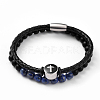 Unisex Leather Cord Bracelet and Stretch Bracelet Jewelry Sets BJEW-JB04786-2