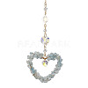 Heart Natural Aquamarine Chip Pendant Drcorations HJEW-JM01651-02-1